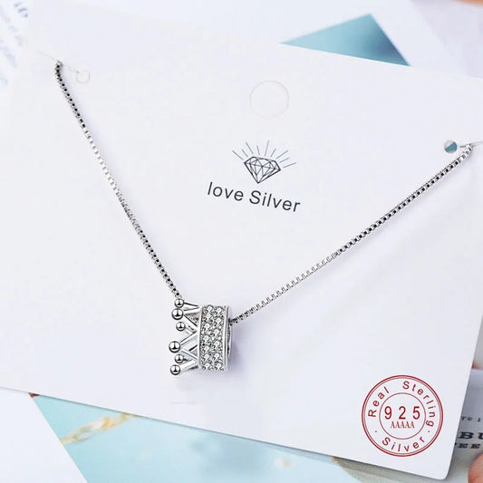 Princess Crown CZ Pendant Necklace