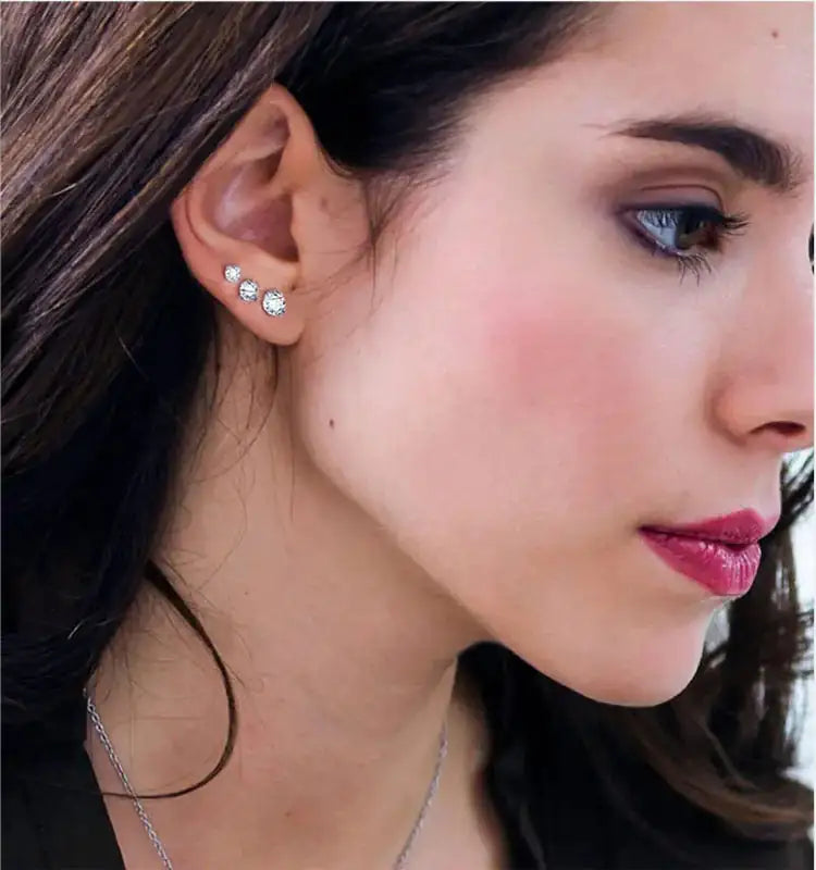 Crystal Earrings: Round Silver Studs